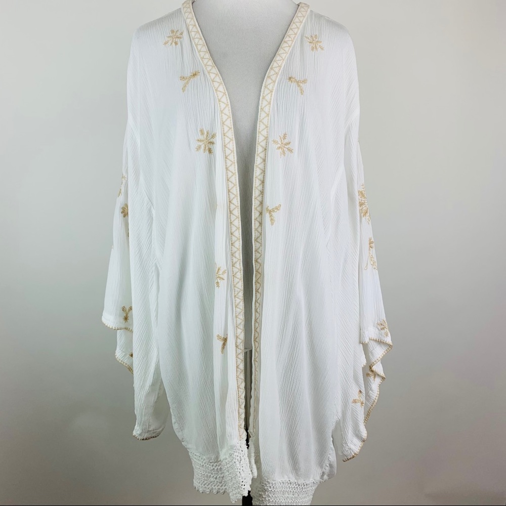 Style & Co White Embroidered Kimono Sz L/XL